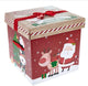 Square Shape Foldable Red Christmas Eve Gift Box with Lid and Decorative Ribbon - Medium Size