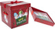 Square Shape Foldable Red Christmas Eve Gift Box with Lid and Decorative Ribbon - Medium Size