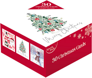 Christmas Greeting Cards With Envelopes - Different Designs- Ecofriendly, Recyclable- Pack of 30,40,50 Cards