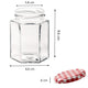 Jam Jars Glass Jars with Lid & Labels - 280ml / 9oz Hexagonal Storage Glass Jars | Airtight Jar for Kitchen- 6 Set