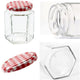 Jam Jars Glass Jars with Lid & Labels - 280ml / 9oz Hexagonal Storage Glass Jars | Airtight Jar for Kitchen- 6 Set