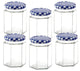 Jam Jars Glass Jars with Lid & Labels - 280ml / 9oz Hexagonal Storage Glass Jars | Airtight Jar for Kitchen- 6 Set