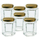 Jam Jars Glass Jars with Lid & Labels - 280ml / 9oz Hexagonal Storage Glass Jars | Airtight Jar for Kitchen- 6 Set