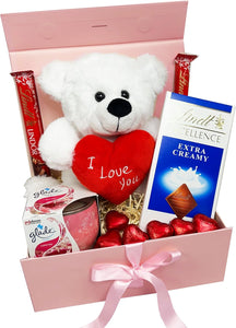 Valentine's Day Gift Hamper for Her with Teddy Bear Scented Candle and Chocolates