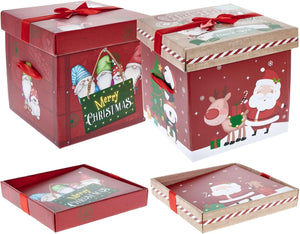 Flat Pack Christmas Gift Box- Square Shape Delivery Box for Xmas Eve- Size 28 x 28 cm - Pack 2