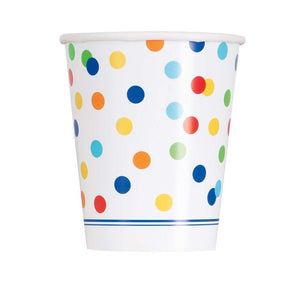 Rainbow Polka Dot Party Supplies Happy Birthday Tableware Set- Rainbow Themed Party Decorations Serves 16 People