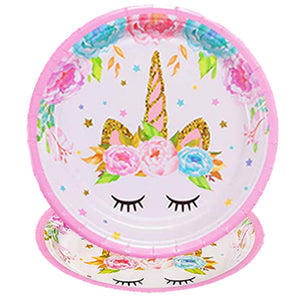 Pink Unicorn Party Birthday Tableware Decoration Set Girl Party Supplies for 16 Guests